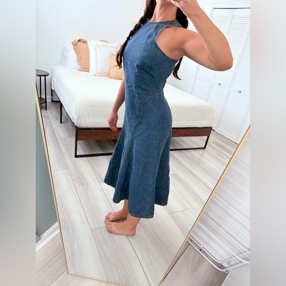 Future Collective Racerback Denim Midi A-Line Dress Medium Wash | 4 - Picture 2 of 16